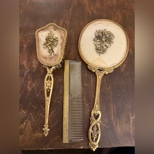 Gold Vintage Decorative Wall Mirror Set - Ornate Floral Design matson